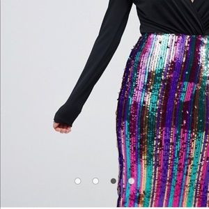 Outrageous Fortune sequin midi skirt in stripe